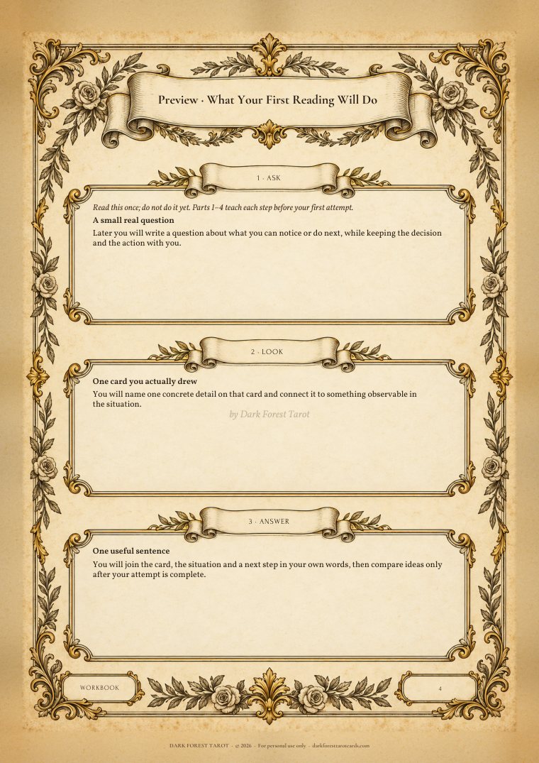 A page from the Workbook: your first reading in three steps