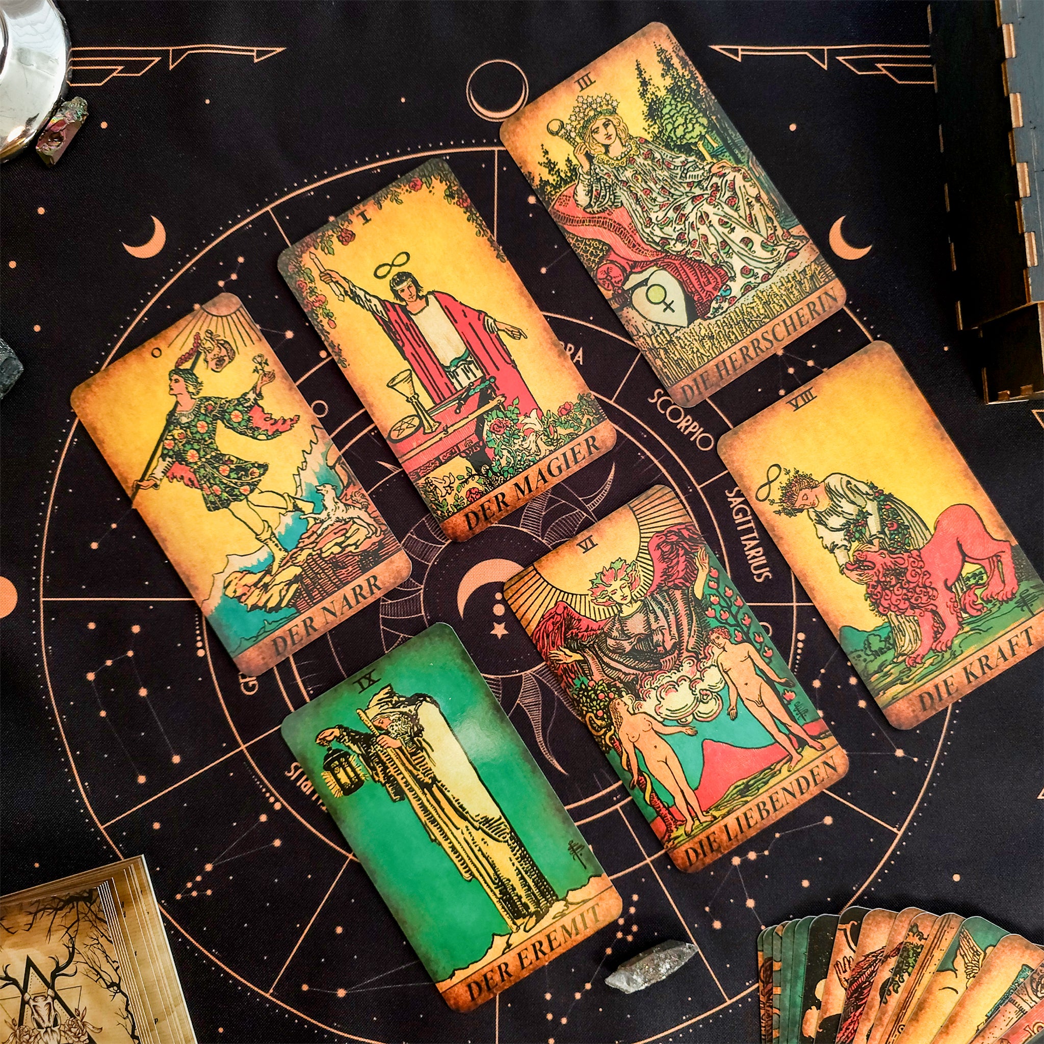 Smith-Waite Tarot Deck Borderless Vintage | German Edition – Dark