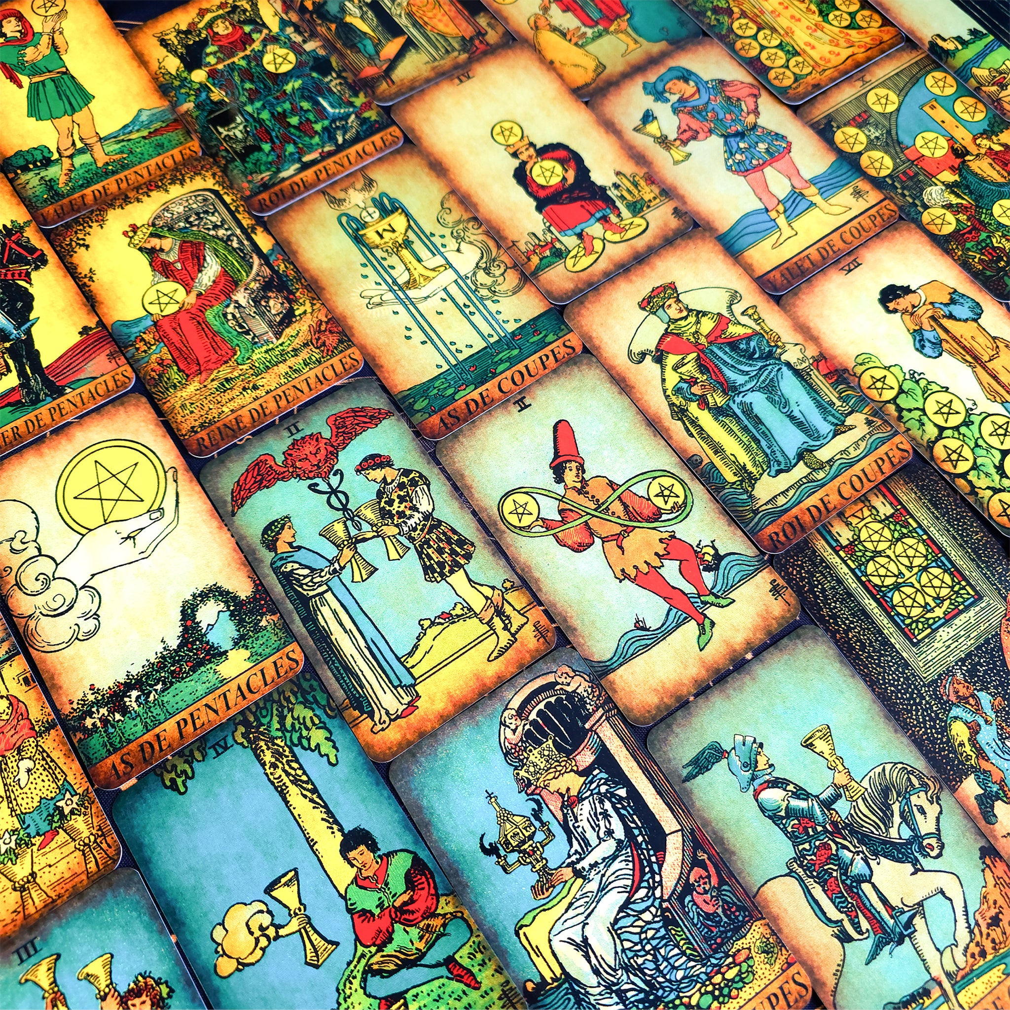 Smith-Waite Tarot Deck Borderless Vintage | French Edition – Dark