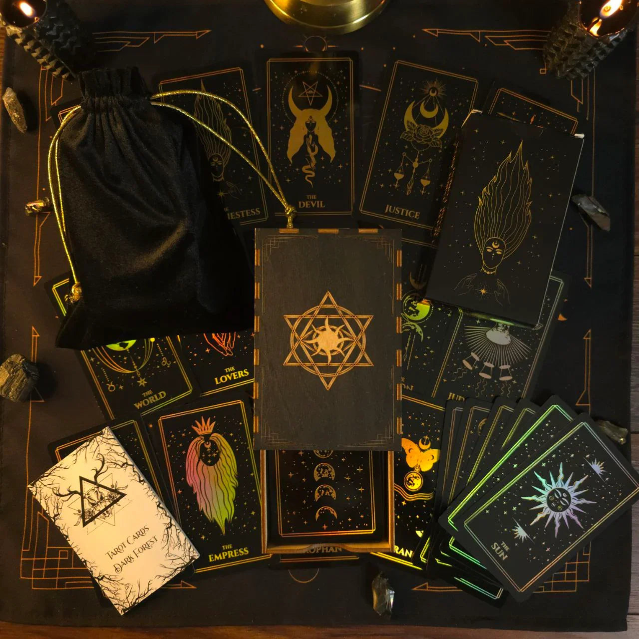 ムーンライトタロットカード — ゴールド箔 – Dark Forest Tarot Cards