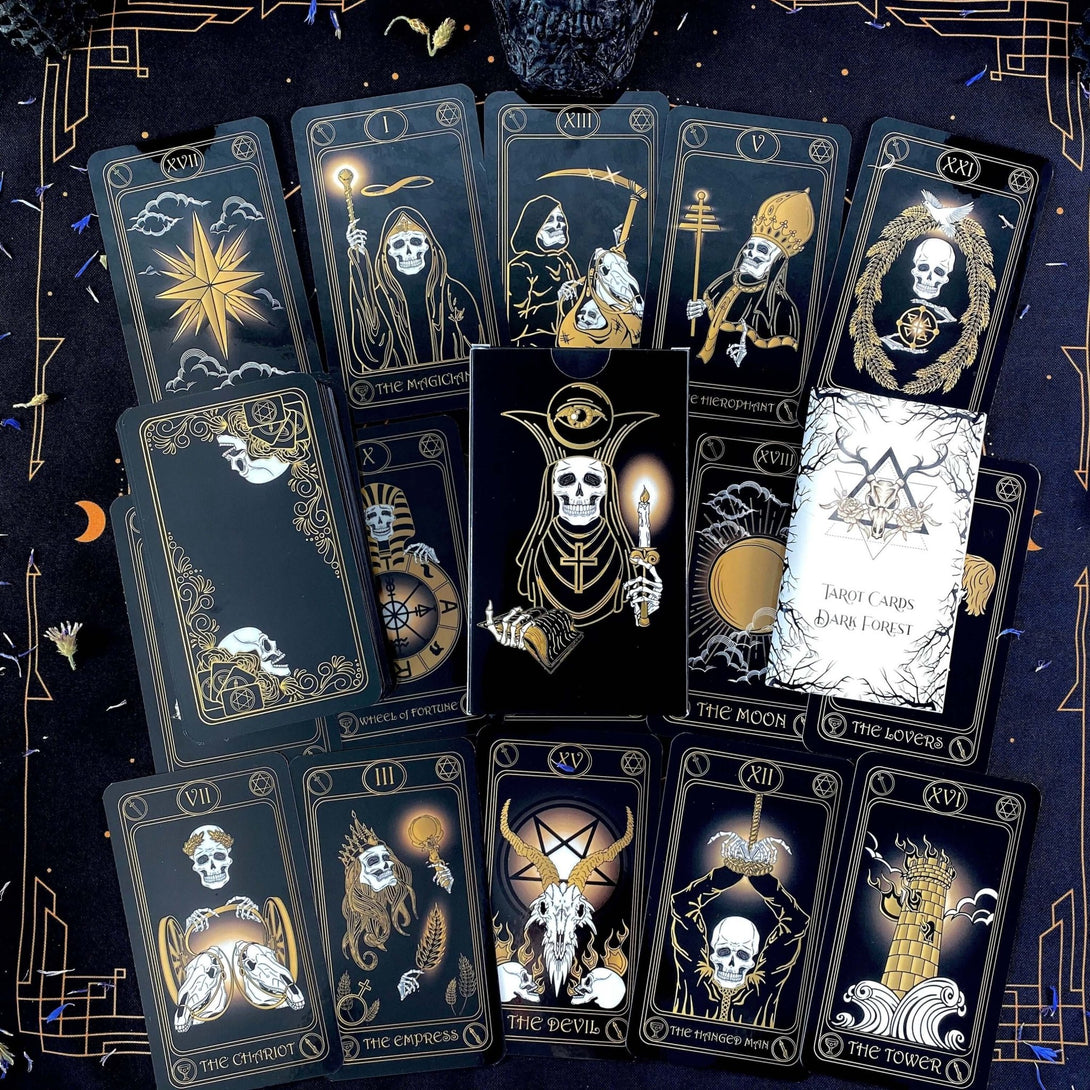 Gold Skull Tarot Deck - Dark Forest Tarot Cards