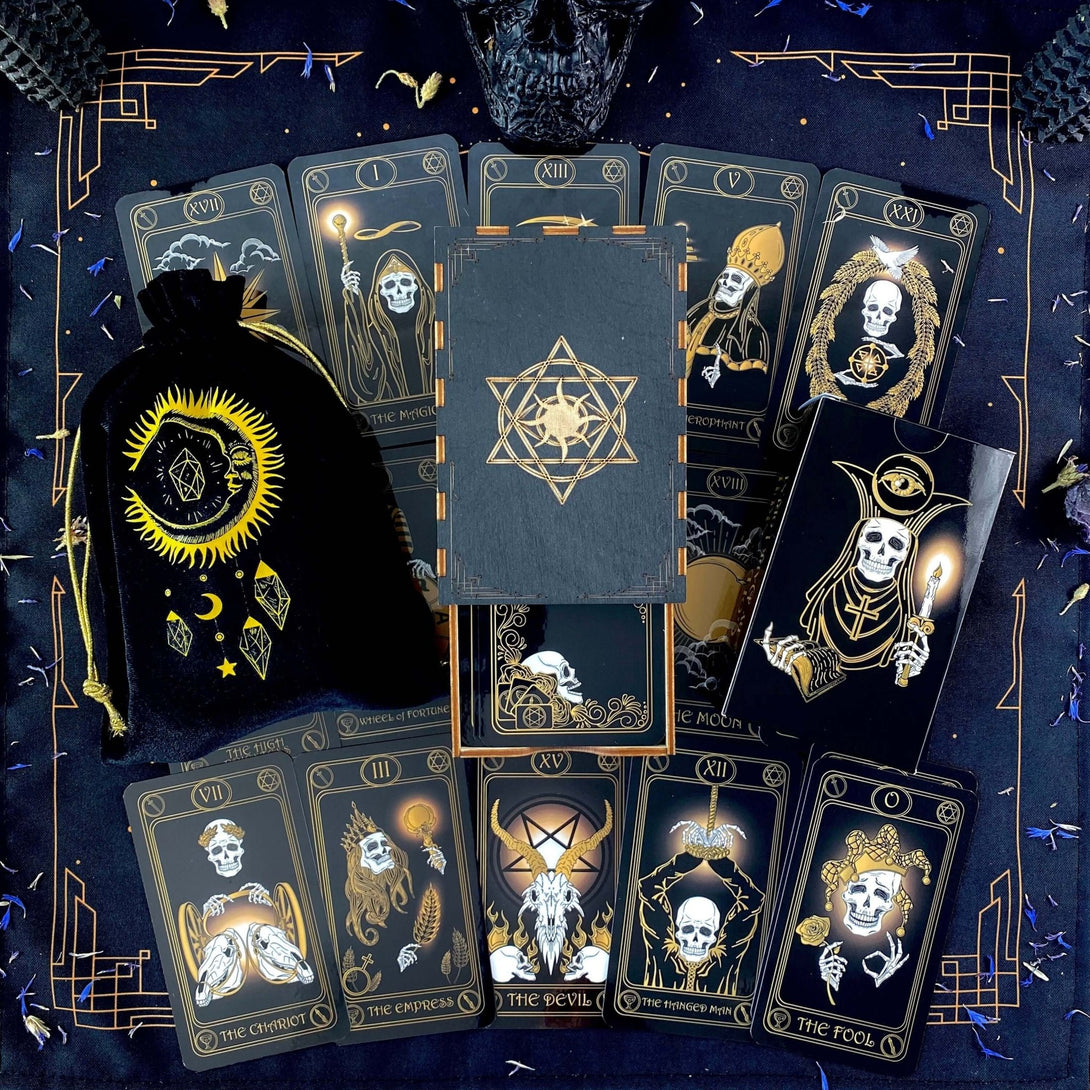 Gold Skull Tarot Deck - Dark Forest Tarot Cards