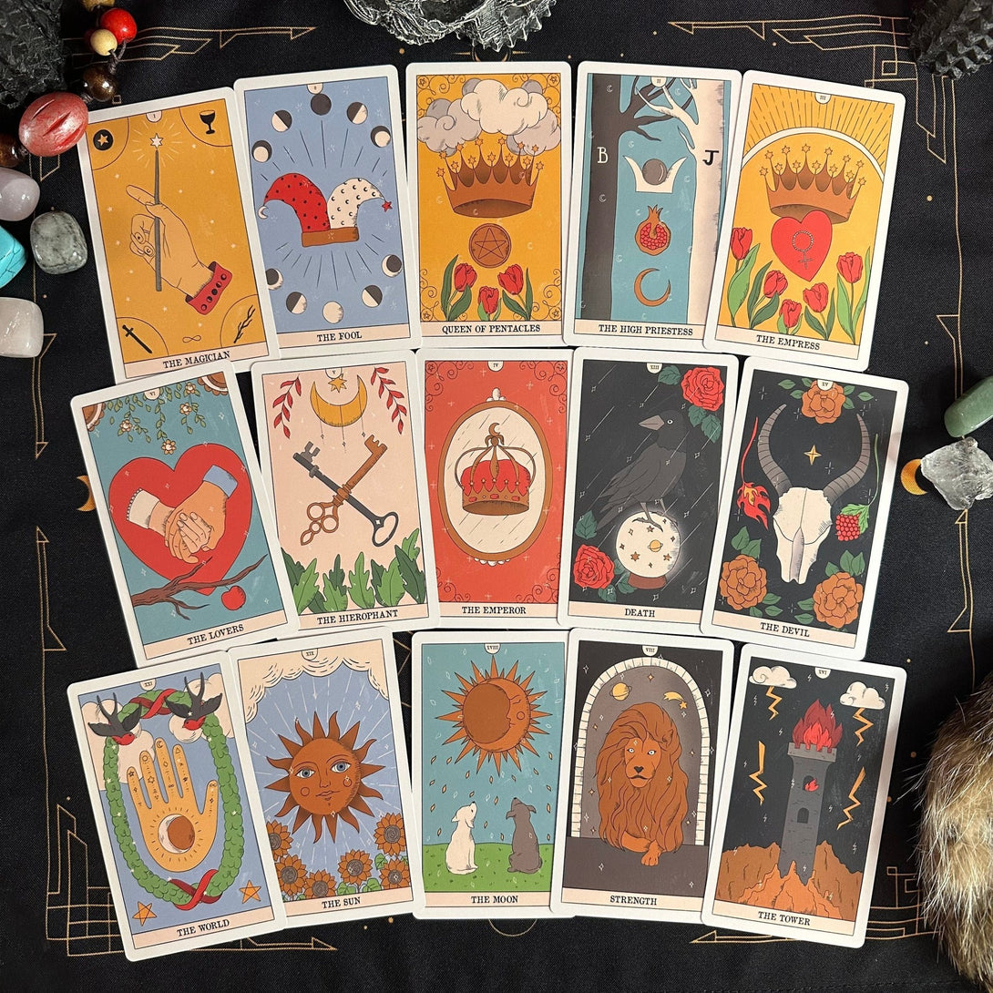 Moon Magic Tarot Deck.Eco Linen Cardboard - Dark Forest Tarot Cards