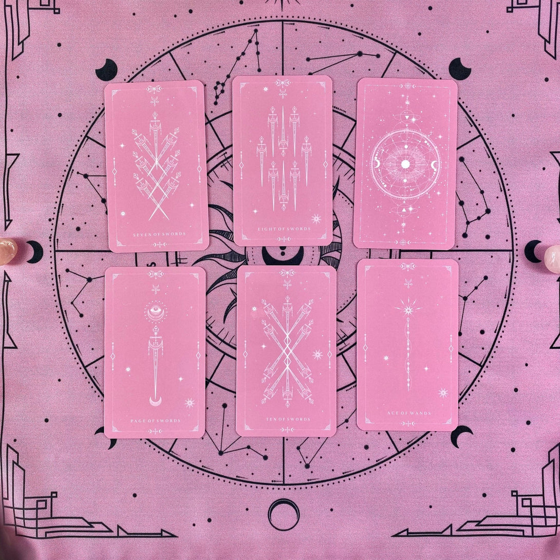 Set Pink Tarot Bag & Tarot Cloth for Tarot Cards - Dark Forest Tarot Cards