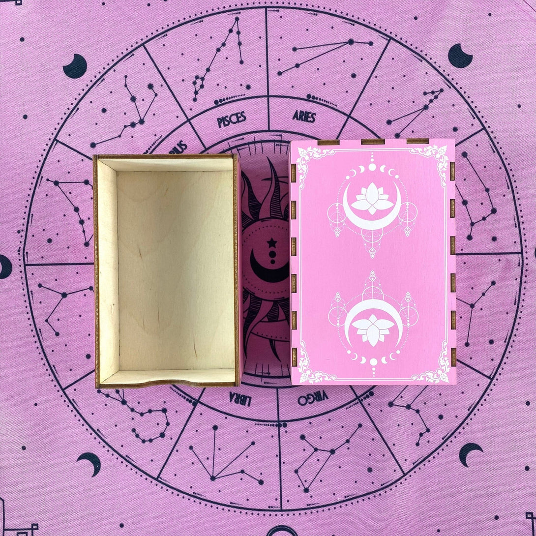 Tarot Wooden Box Pink Lotus - Dark Forest Tarot Cards