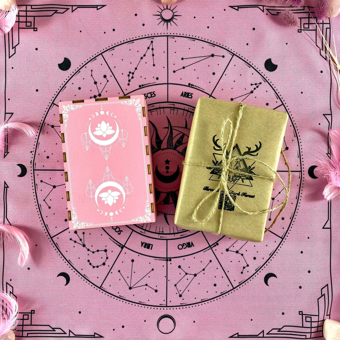 Tarot Wooden Box Pink Lotus - Dark Forest Tarot Cards