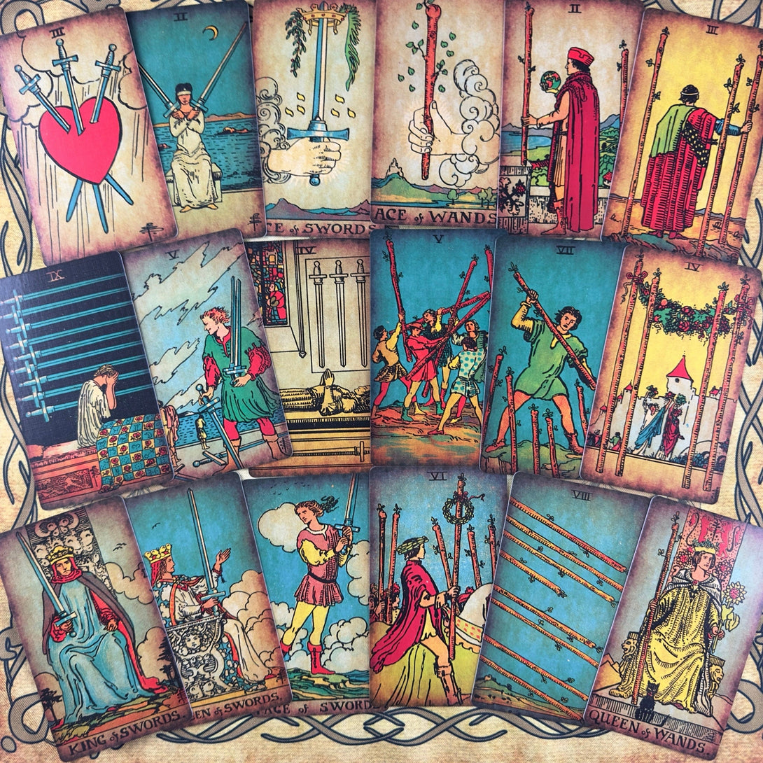 The Rider Waite Borderless Vintage Eco Linen Cardboard - Dark Forest Tarot Cards