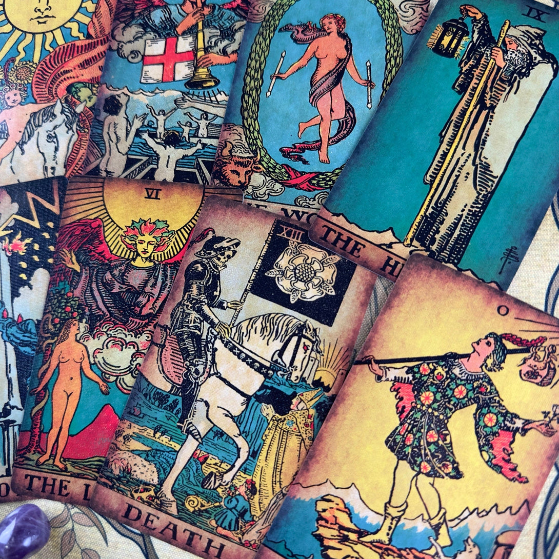 The Rider Waite Borderless Vintage Eco Linen Cardboard - Dark Forest Tarot Cards