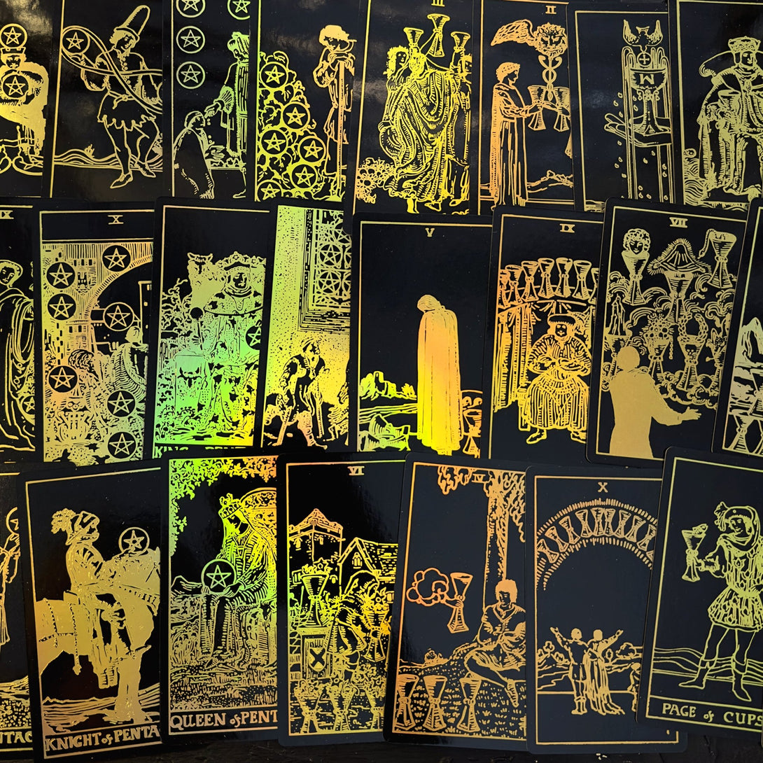 The Rider Waite Gold Sun Rainbow Foil Tarot Deck - Dark Forest Tarot Cards