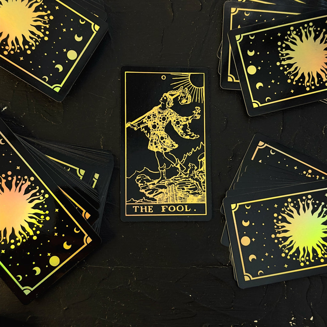 The Rider Waite Gold Sun Rainbow Foil Tarot Deck - Dark Forest Tarot Cards