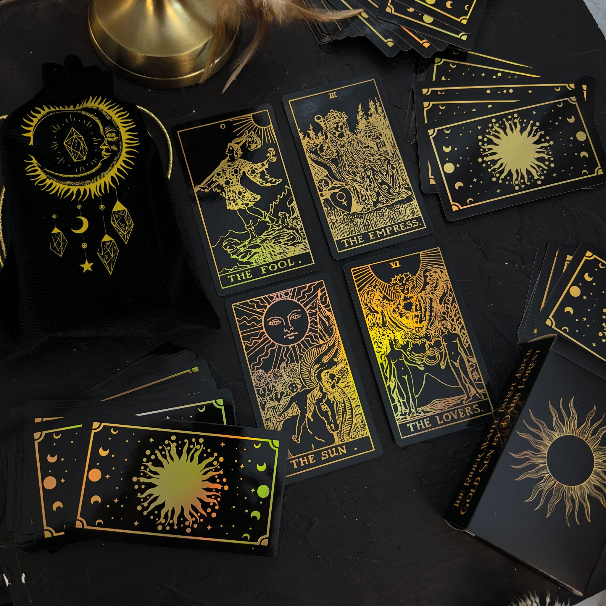 ゴールド箔タロット 1909年クラシック – Dark Forest Tarot Cards