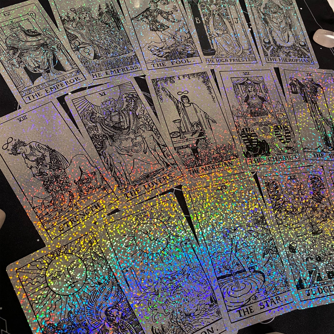 the Rider Waite Holographic Crystal Foil Tarot Deck - Dark Forest Tarot Cards