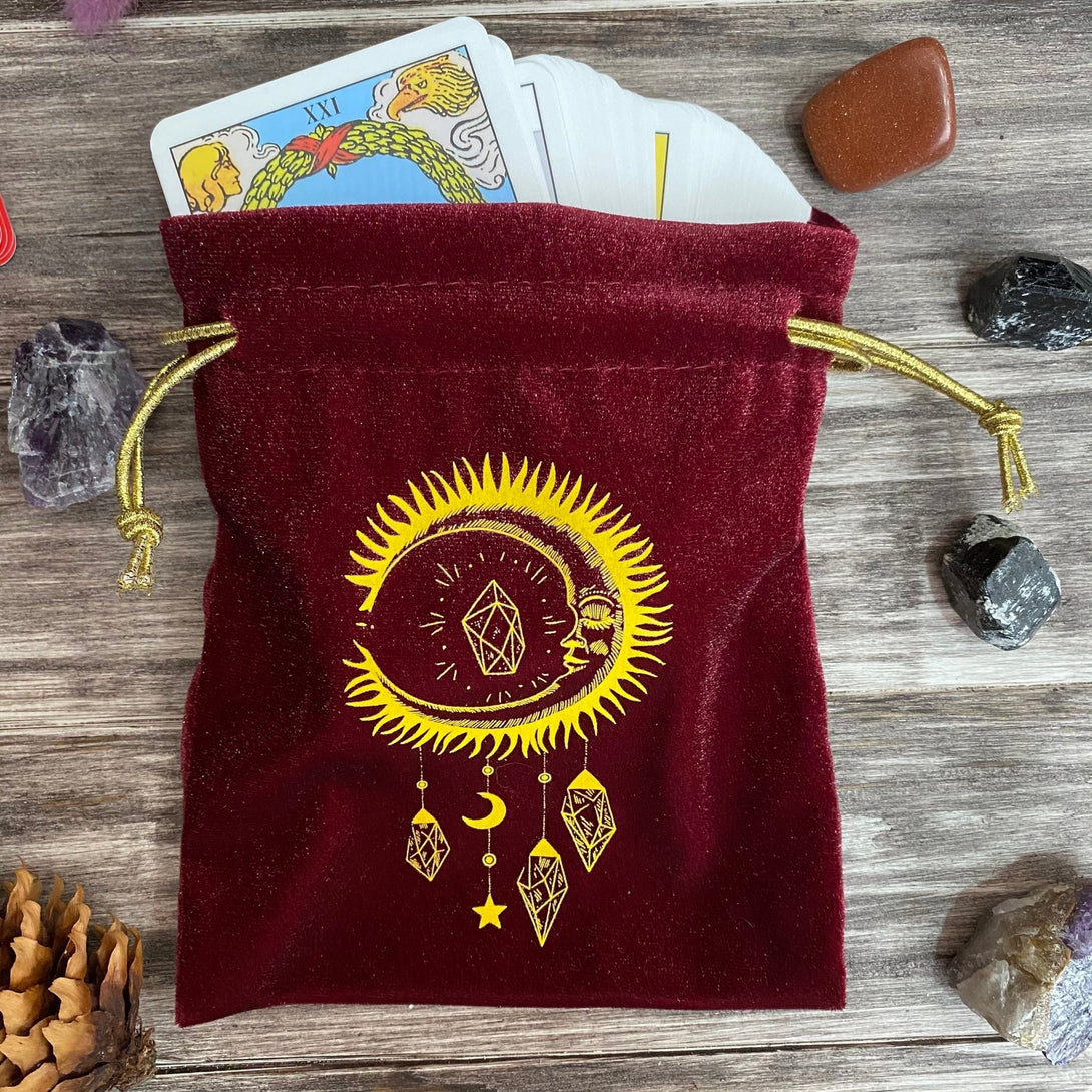 Velvet Tarot Bag Red & Gold - Dark Forest Tarot Cards