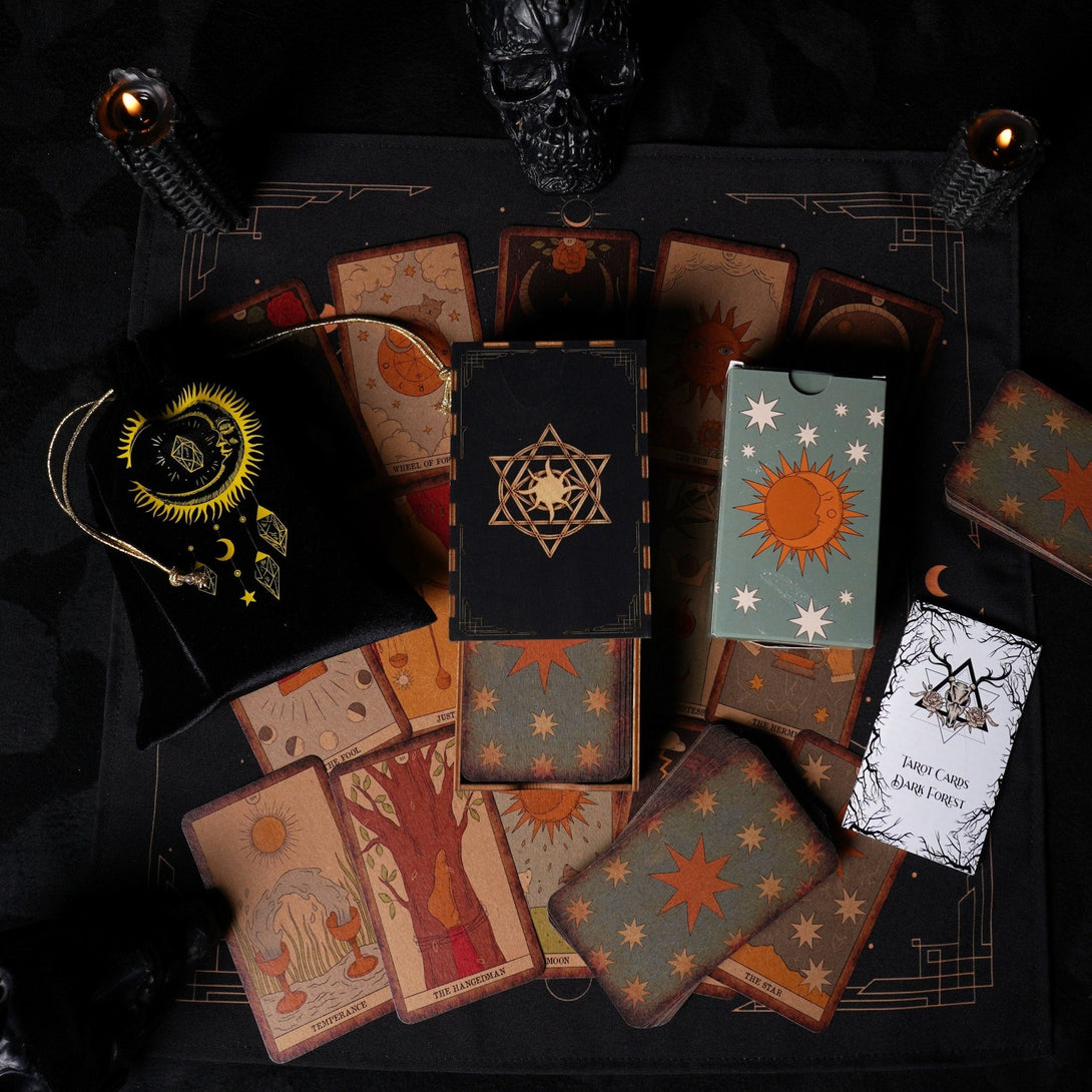 Velvet Tarot Cards Bag Black&Gold - Dark Forest Tarot Cards