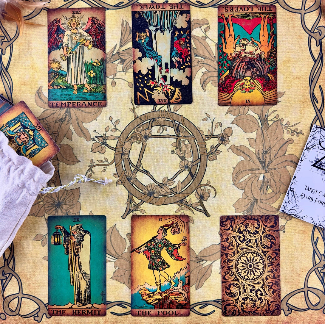 Vintage Tarot Cloth for spread - Dark Forest Tarot Cards