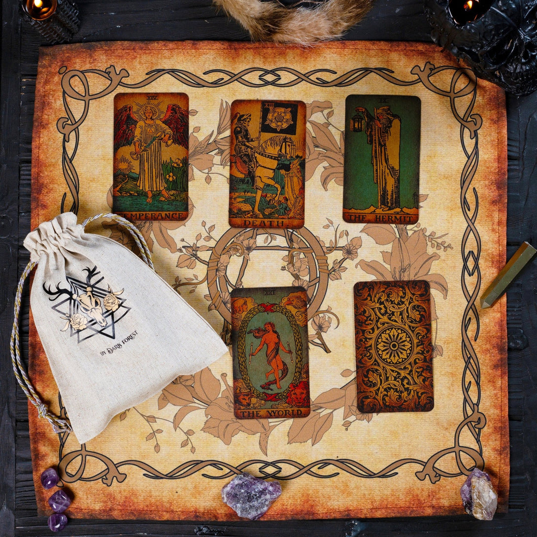 Vintage Tarot Cloth for spread - Dark Forest Tarot Cards