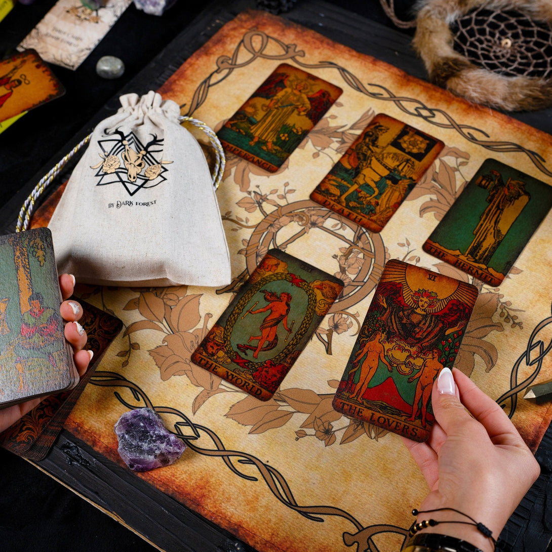 Vintage Tarot Cloth for spread - Dark Forest Tarot Cards
